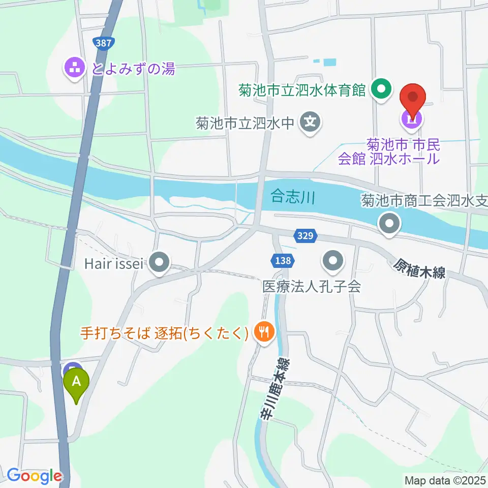 菊池市泗水ホール周辺のコンビニエンスストア一覧地図