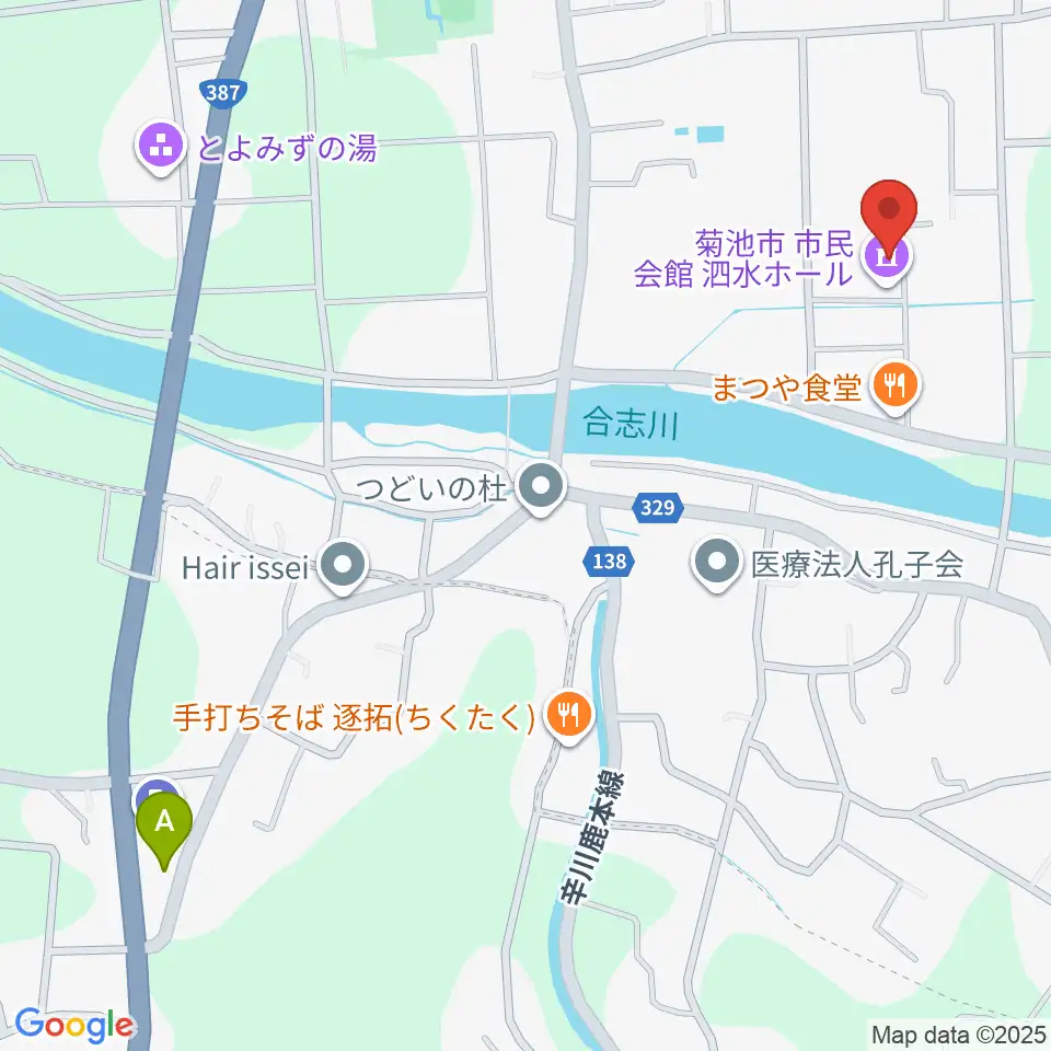 菊池市泗水ホール周辺のコンビニエンスストア一覧地図