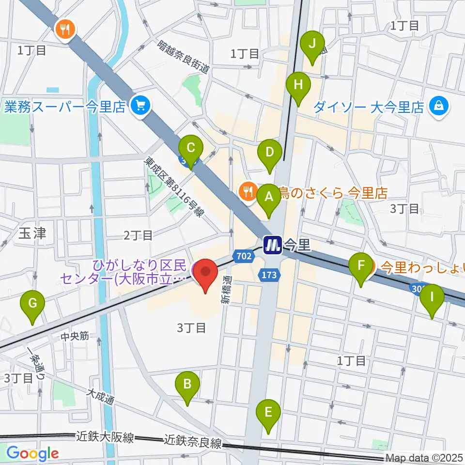 コミ協ひがしなり区民センター周辺のコンビニエンスストア一覧地図