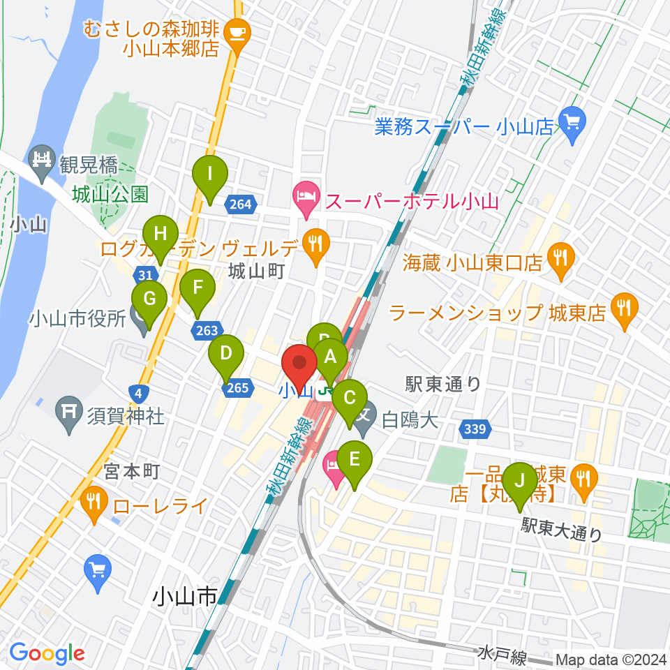 おーラジ周辺のコンビニエンスストア一覧地図