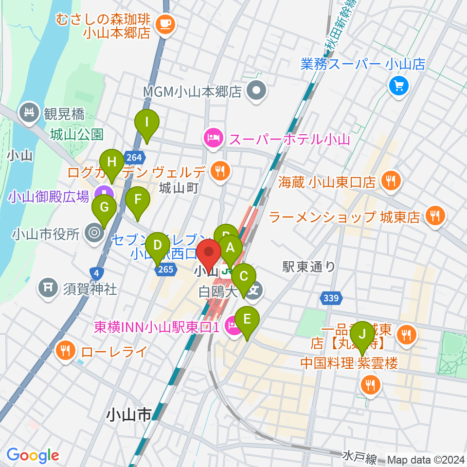 おーラジ周辺のコンビニエンスストア一覧地図