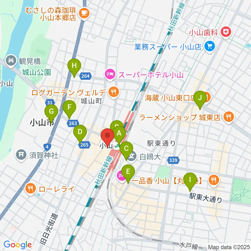おーラジ周辺のコンビニエンスストア一覧地図