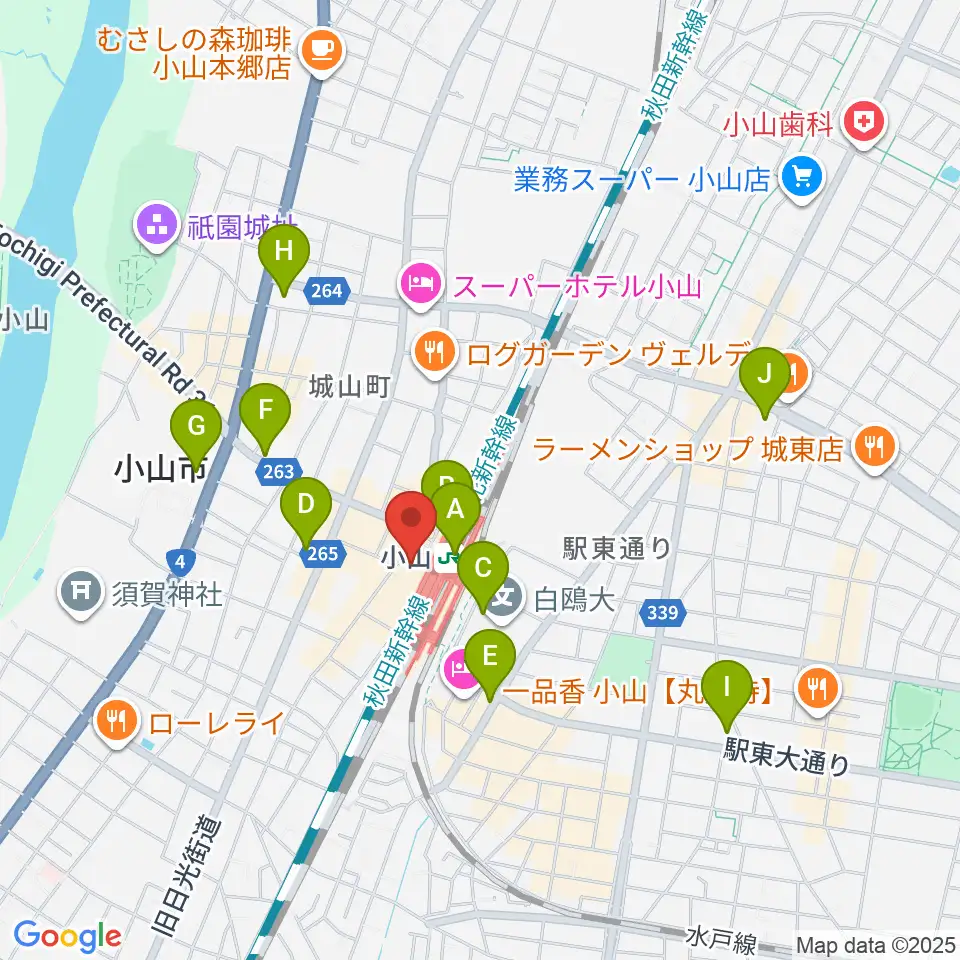 おーラジ周辺のコンビニエンスストア一覧地図