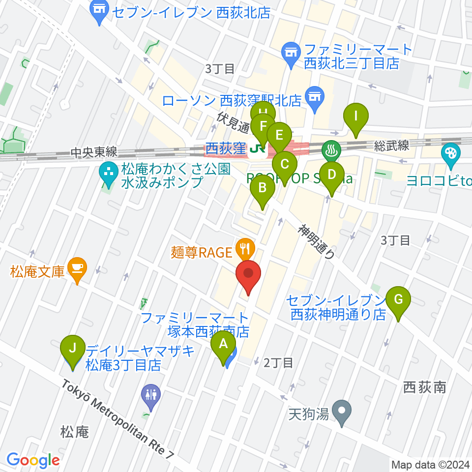 ビッグメイドミュージック周辺のコンビニエンスストア一覧地図