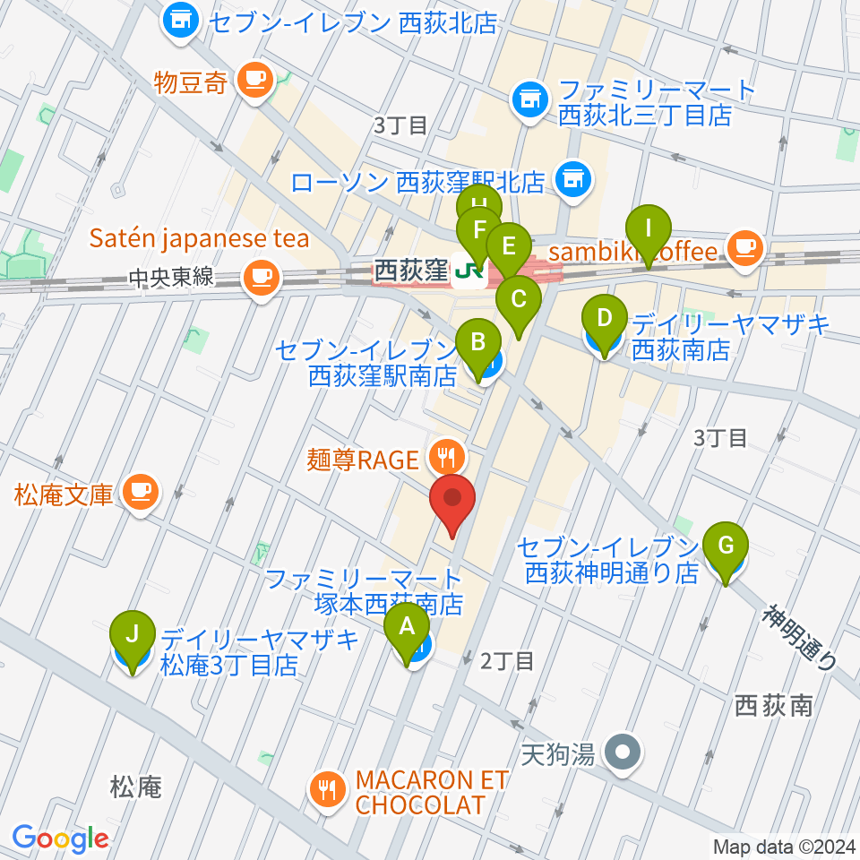 ビッグメイドミュージック周辺のコンビニエンスストア一覧地図