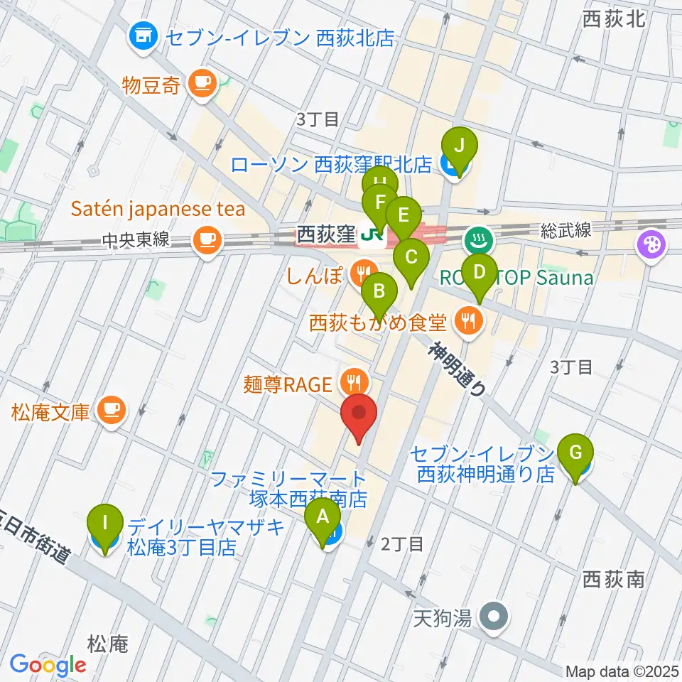 ビッグメイドミュージック周辺のコンビニエンスストア一覧地図