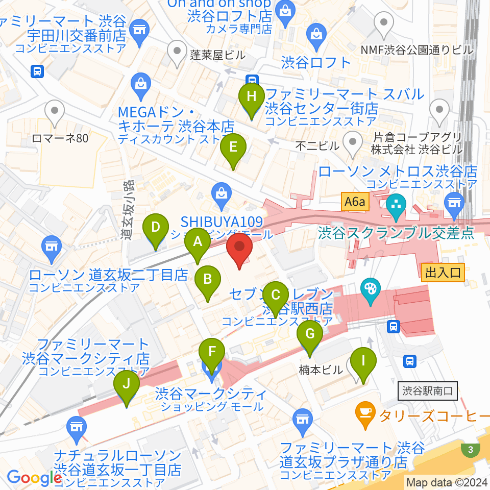 TOHOシネマズ渋谷周辺のコンビニエンスストア一覧地図