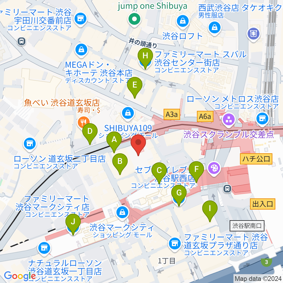 TOHOシネマズ渋谷周辺のコンビニエンスストア一覧地図