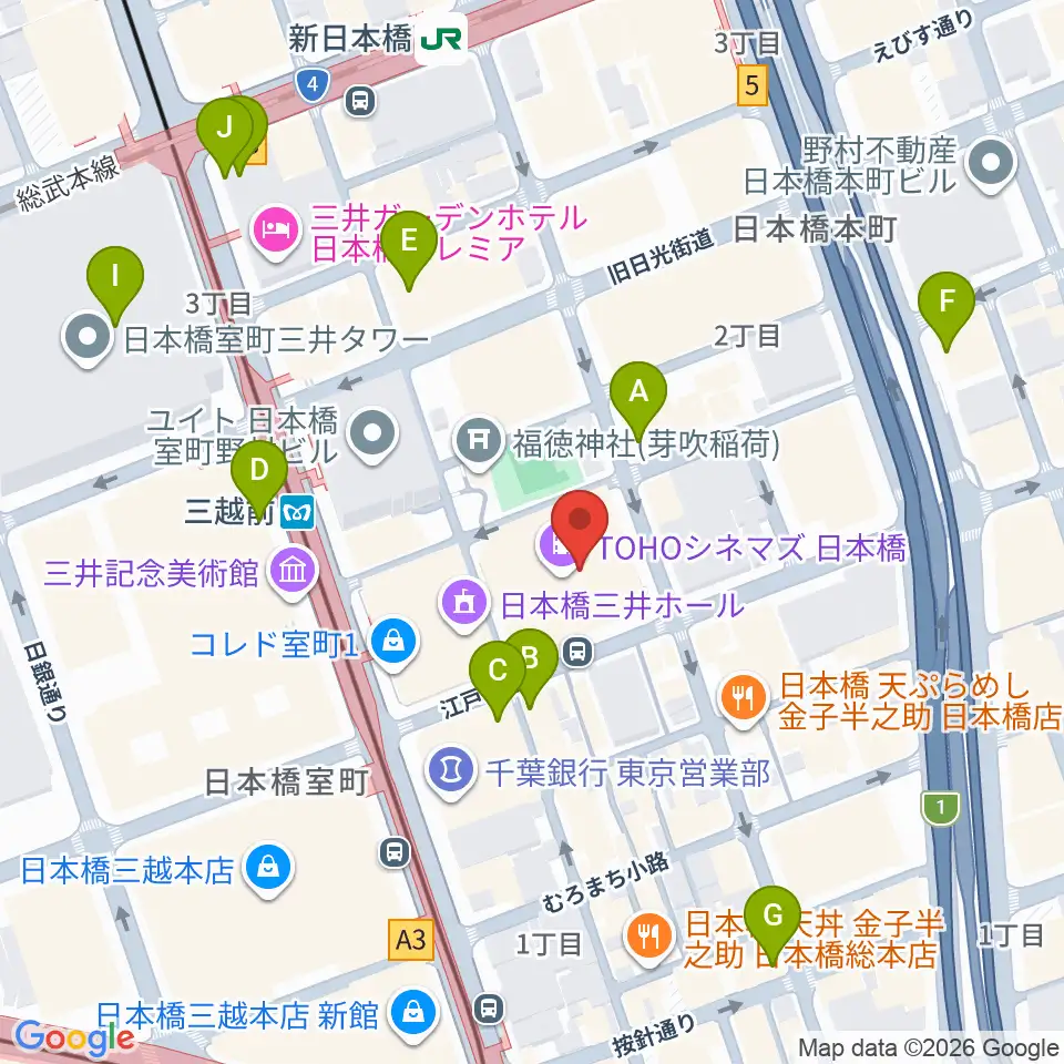 Tohoシネマズ日本橋 周辺のコンビニエンスストア一覧マップ