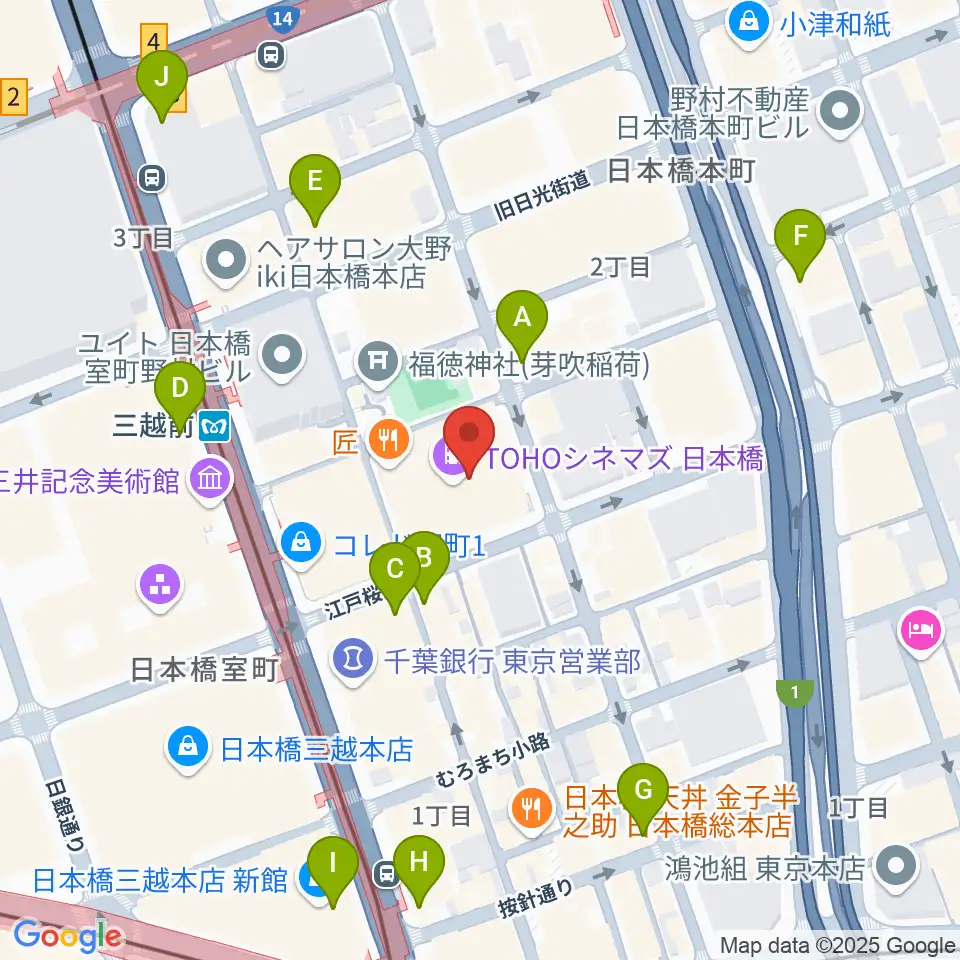 TOHOシネマズ日本橋周辺のコンビニエンスストア一覧地図