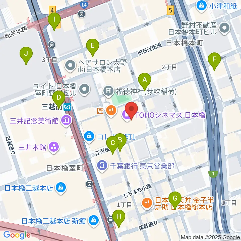 TOHOシネマズ日本橋周辺のコンビニエンスストア一覧地図