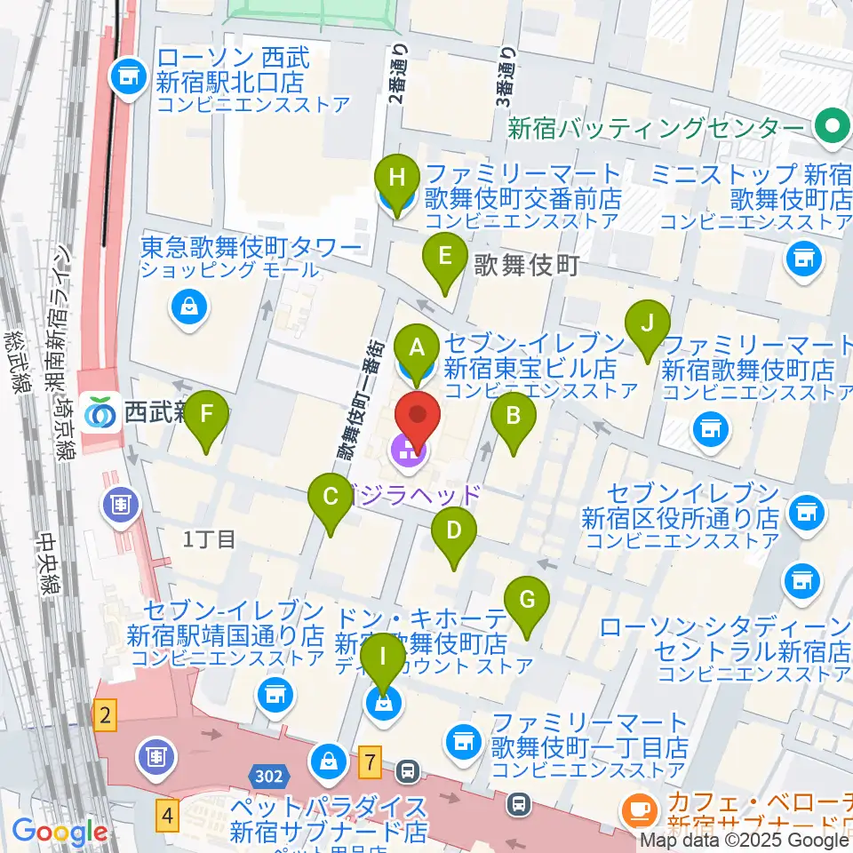 TOHOシネマズ新宿周辺のコンビニエンスストア一覧地図