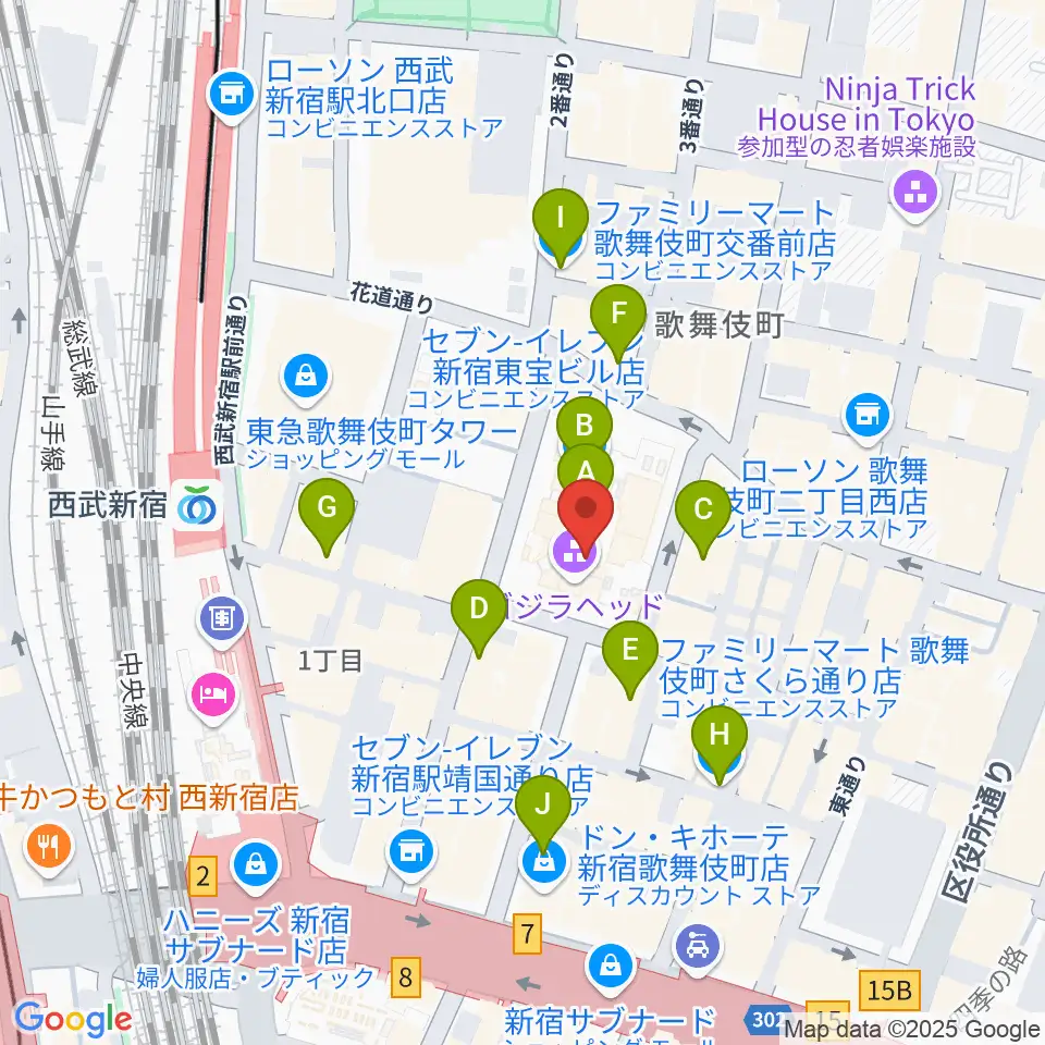 TOHOシネマズ新宿周辺のコンビニエンスストア一覧地図