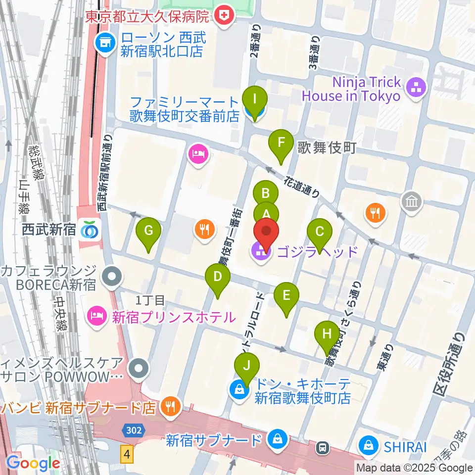 TOHOシネマズ新宿周辺のコンビニエンスストア一覧地図