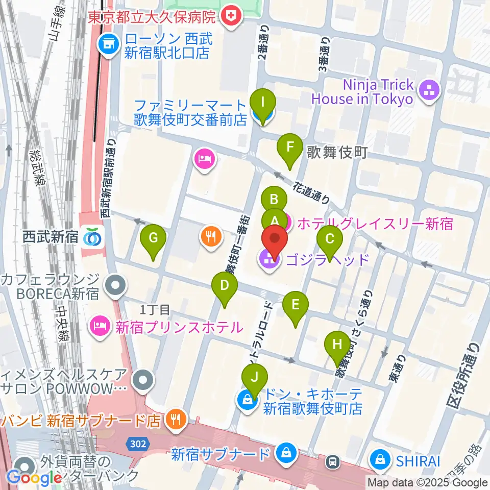 TOHOシネマズ新宿周辺のコンビニエンスストア一覧地図