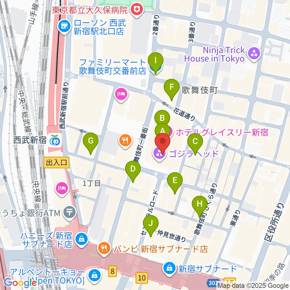 TOHOシネマズ新宿周辺のコンビニエンスストア一覧地図