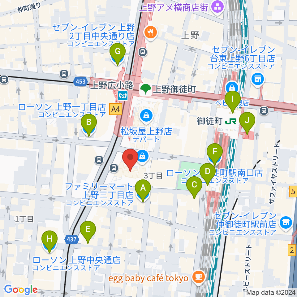 TOHOシネマズ上野周辺のコンビニエンスストア一覧地図