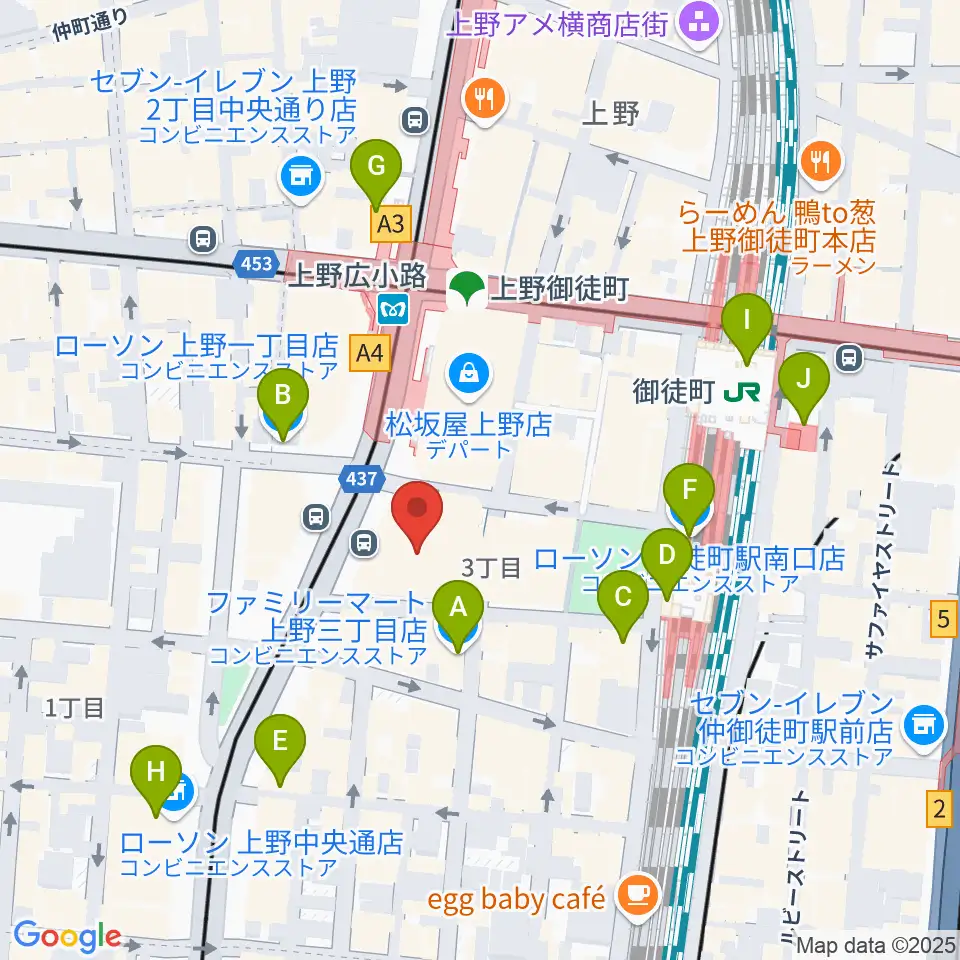 TOHOシネマズ上野周辺のコンビニエンスストア一覧地図