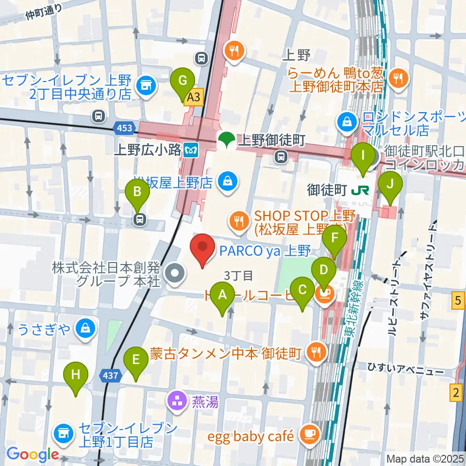 TOHOシネマズ上野周辺のコンビニエンスストア一覧地図