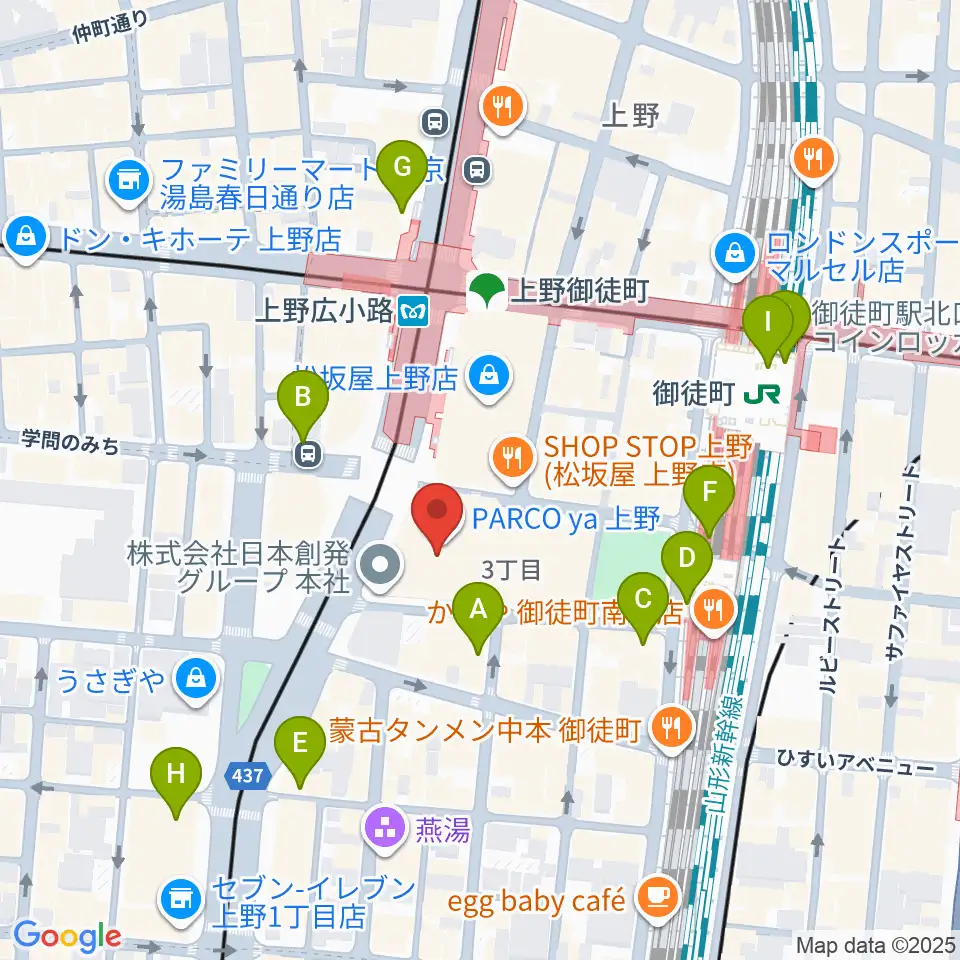 TOHOシネマズ上野周辺のコンビニエンスストア一覧地図