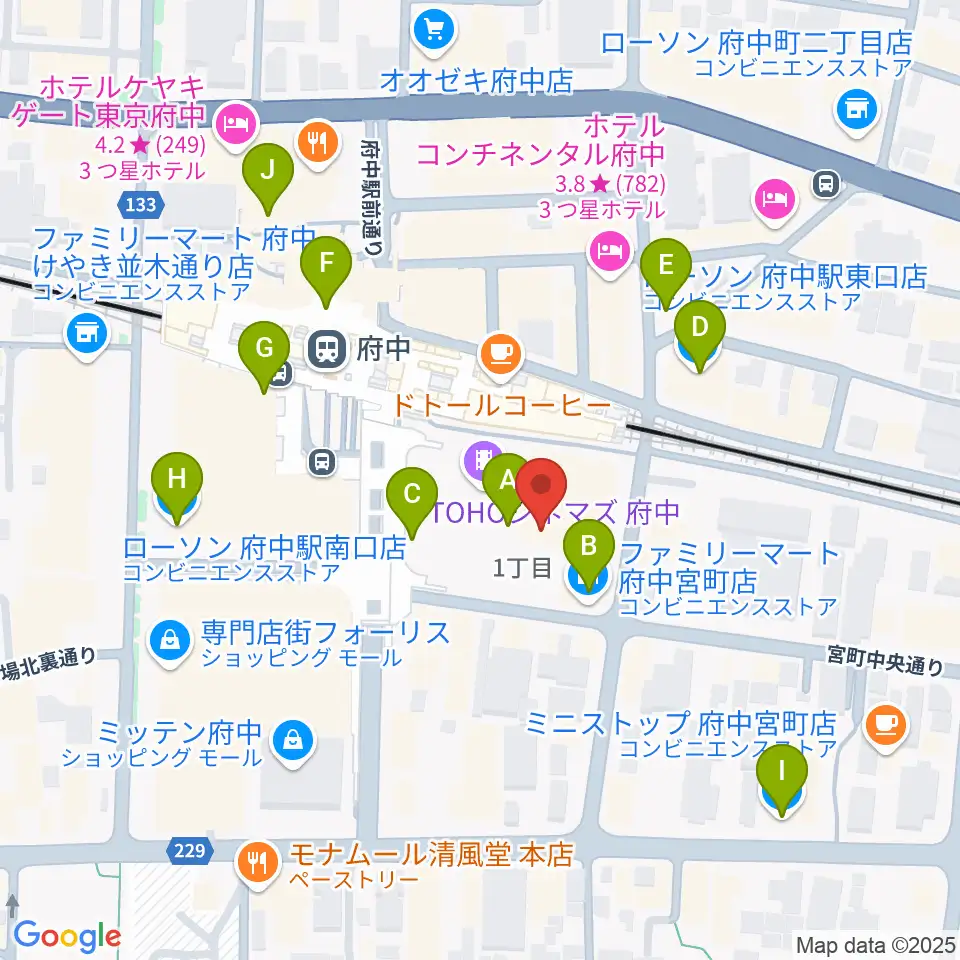 TOHOシネマズ府中周辺のコンビニエンスストア一覧地図