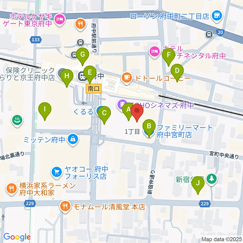 TOHOシネマズ府中周辺のコンビニエンスストア一覧地図