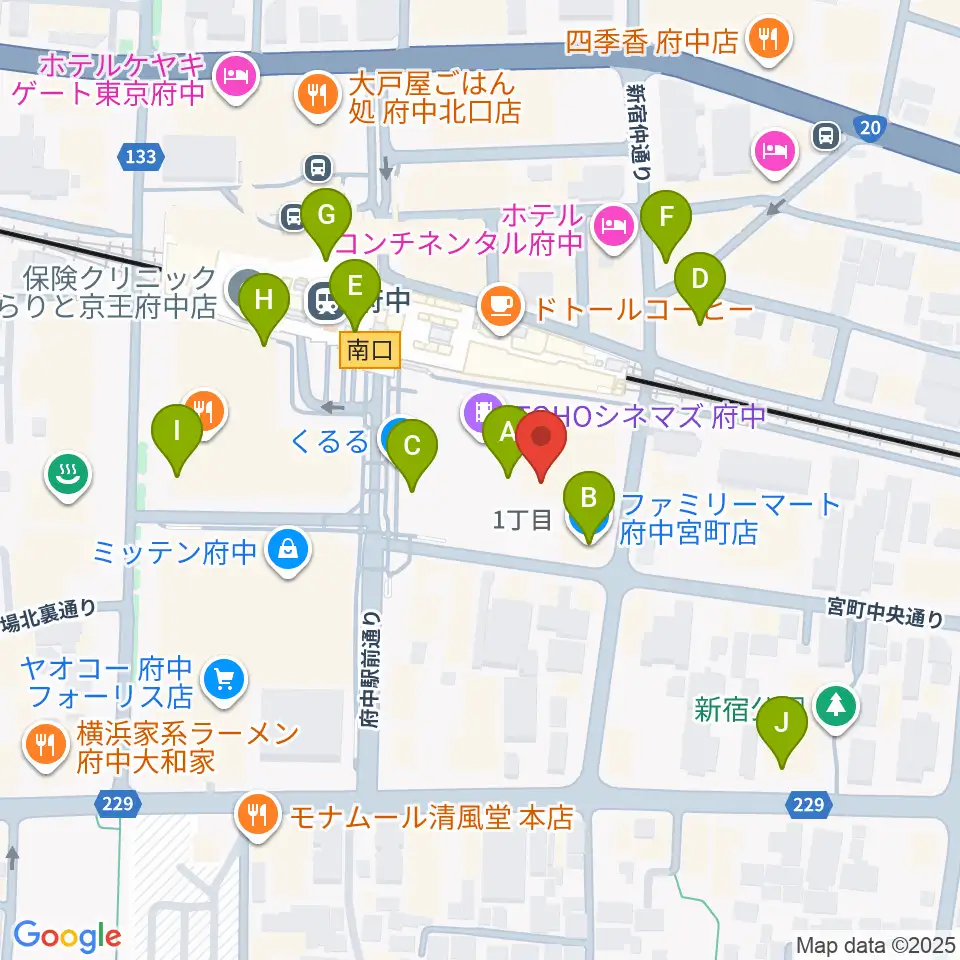 TOHOシネマズ府中周辺のコンビニエンスストア一覧地図