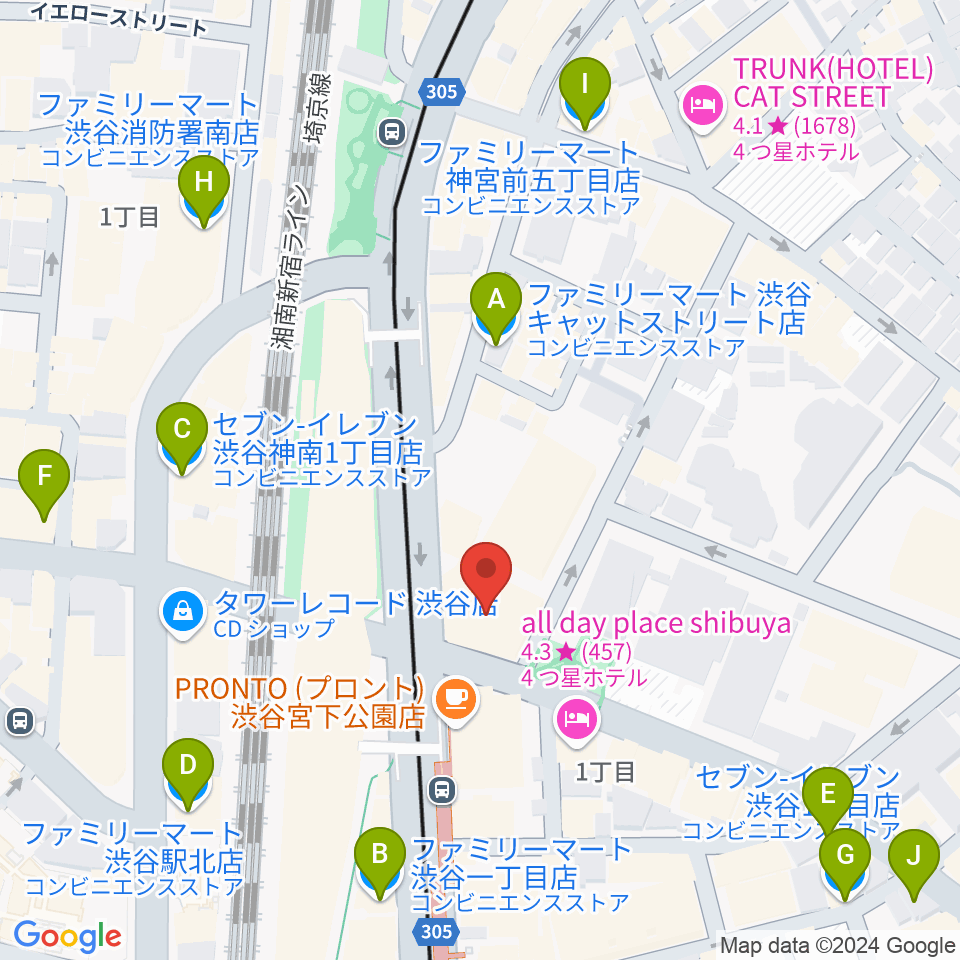 ヒューマントラストシネマ渋谷周辺のコンビニエンスストア一覧地図