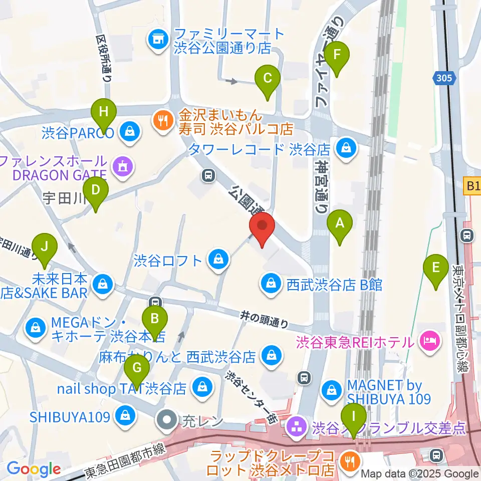 渋谷HUMAXシネマ周辺のコンビニエンスストア一覧地図