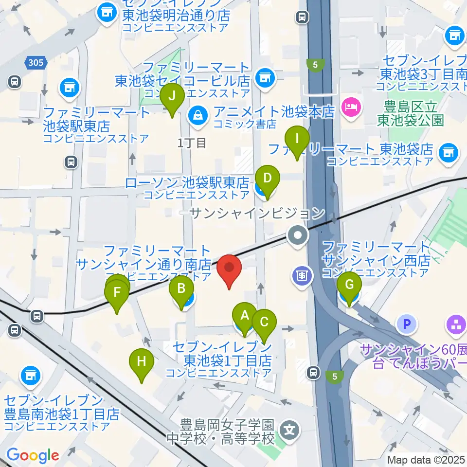 池袋HUMAXシネマズ周辺のコンビニエンスストア一覧地図