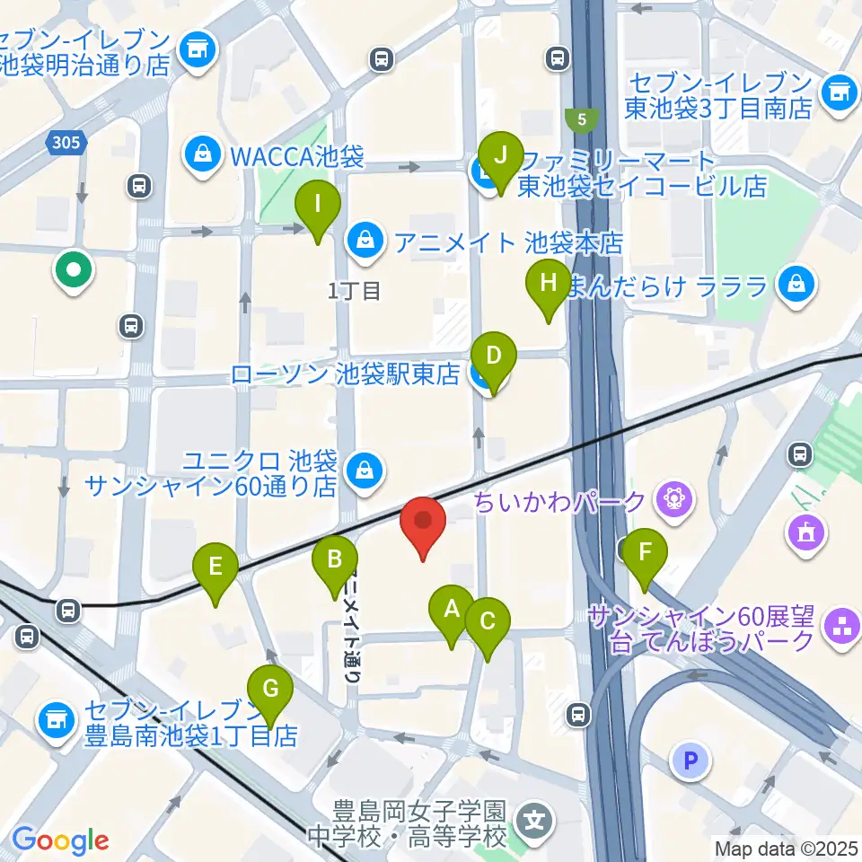 池袋HUMAXシネマズ周辺のコンビニエンスストア一覧地図