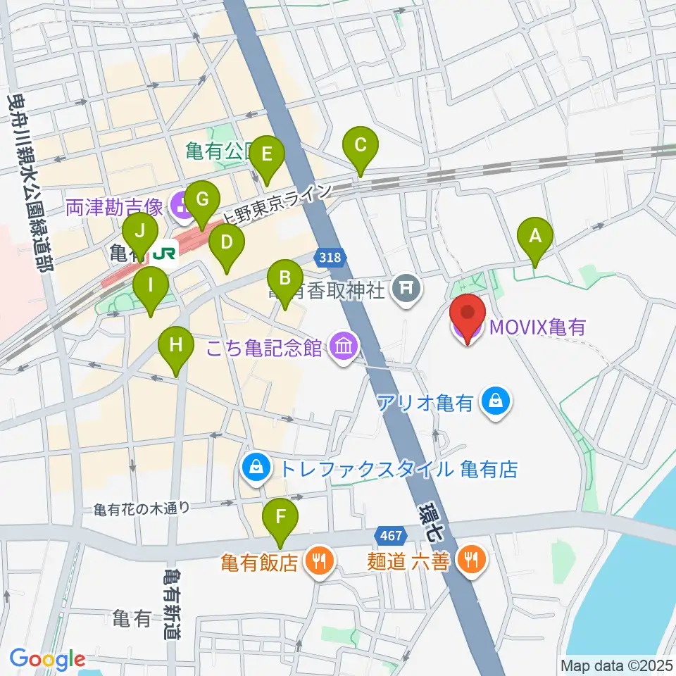 MOVIX亀有周辺のコンビニエンスストア一覧地図