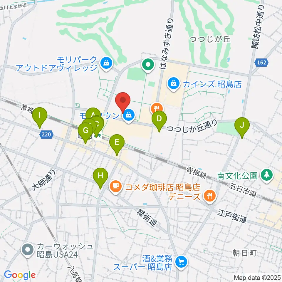 Movix昭島 周辺のコンビニエンスストア一覧マップ