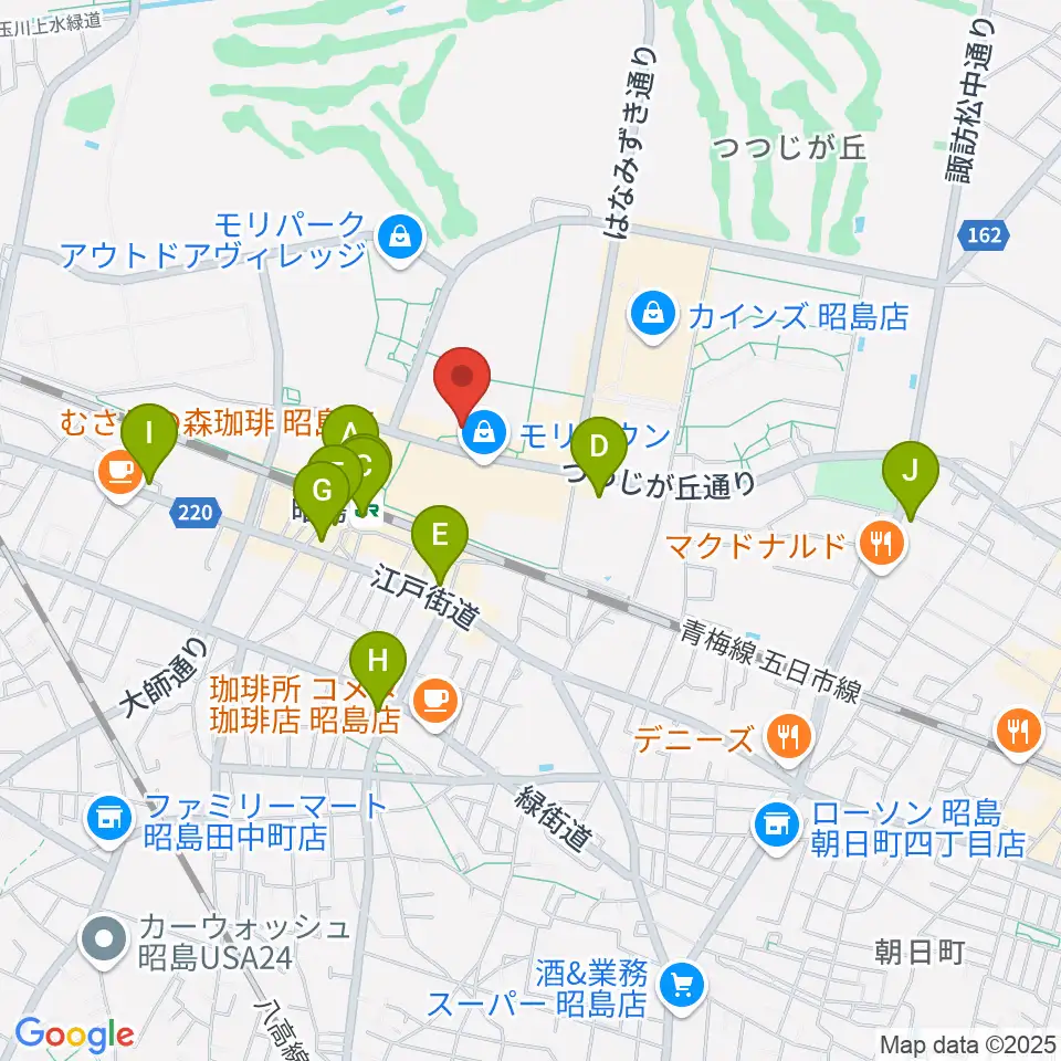 MOVIX昭島周辺のコンビニエンスストア一覧地図