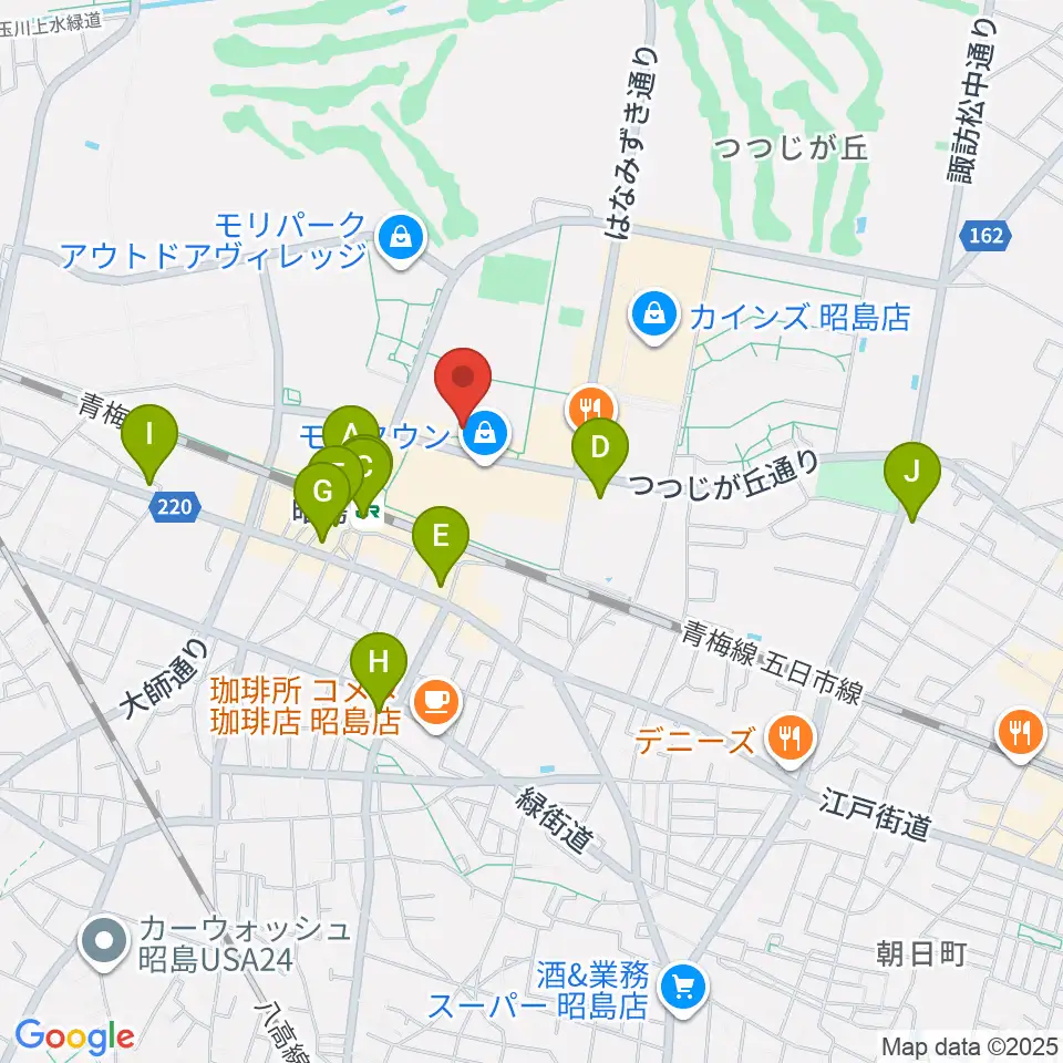 MOVIX昭島周辺のコンビニエンスストア一覧地図