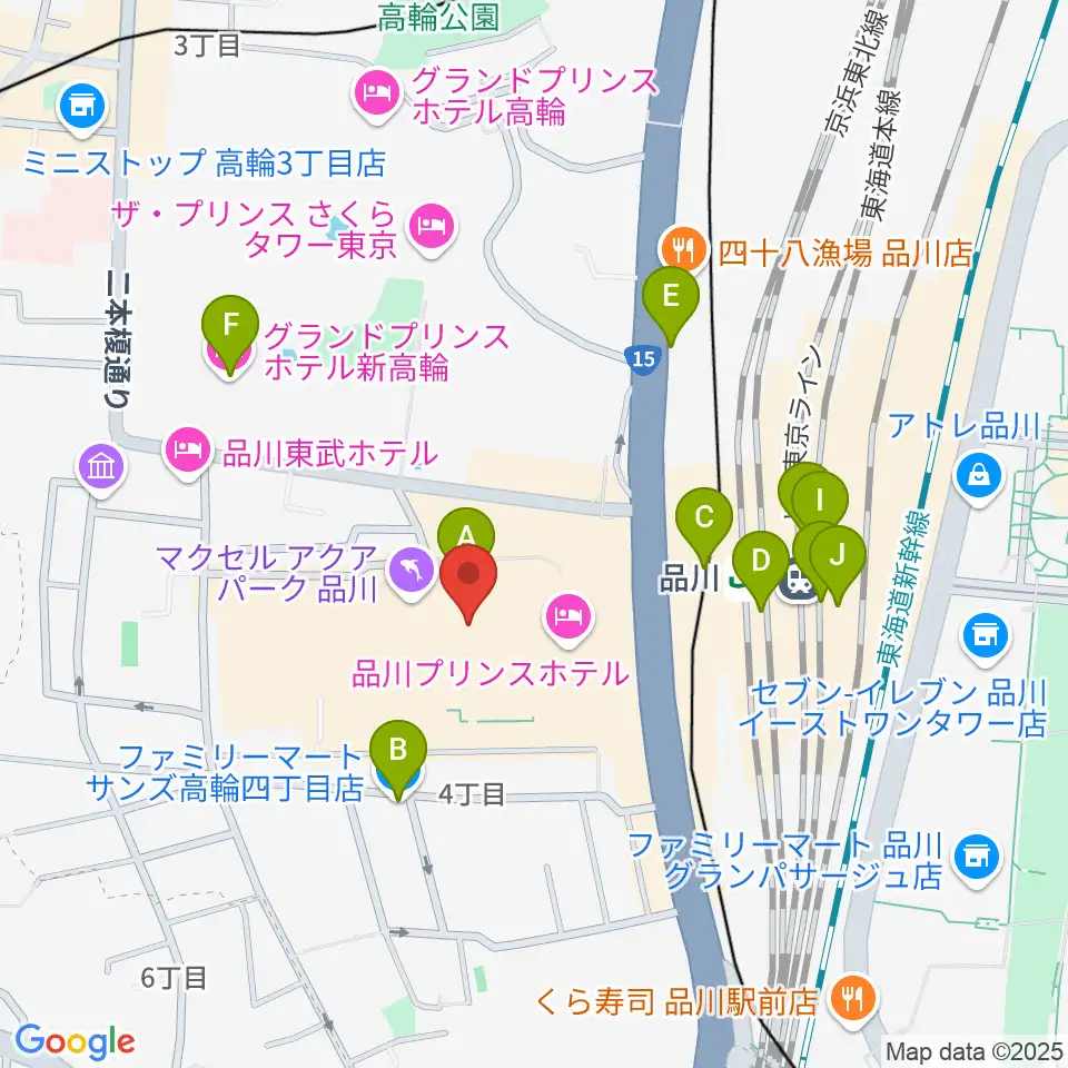 T・ジョイPRINCE品川周辺のコンビニエンスストア一覧地図