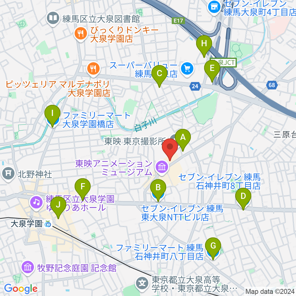 T・ジョイSEIBU大泉周辺のコンビニエンスストア一覧地図