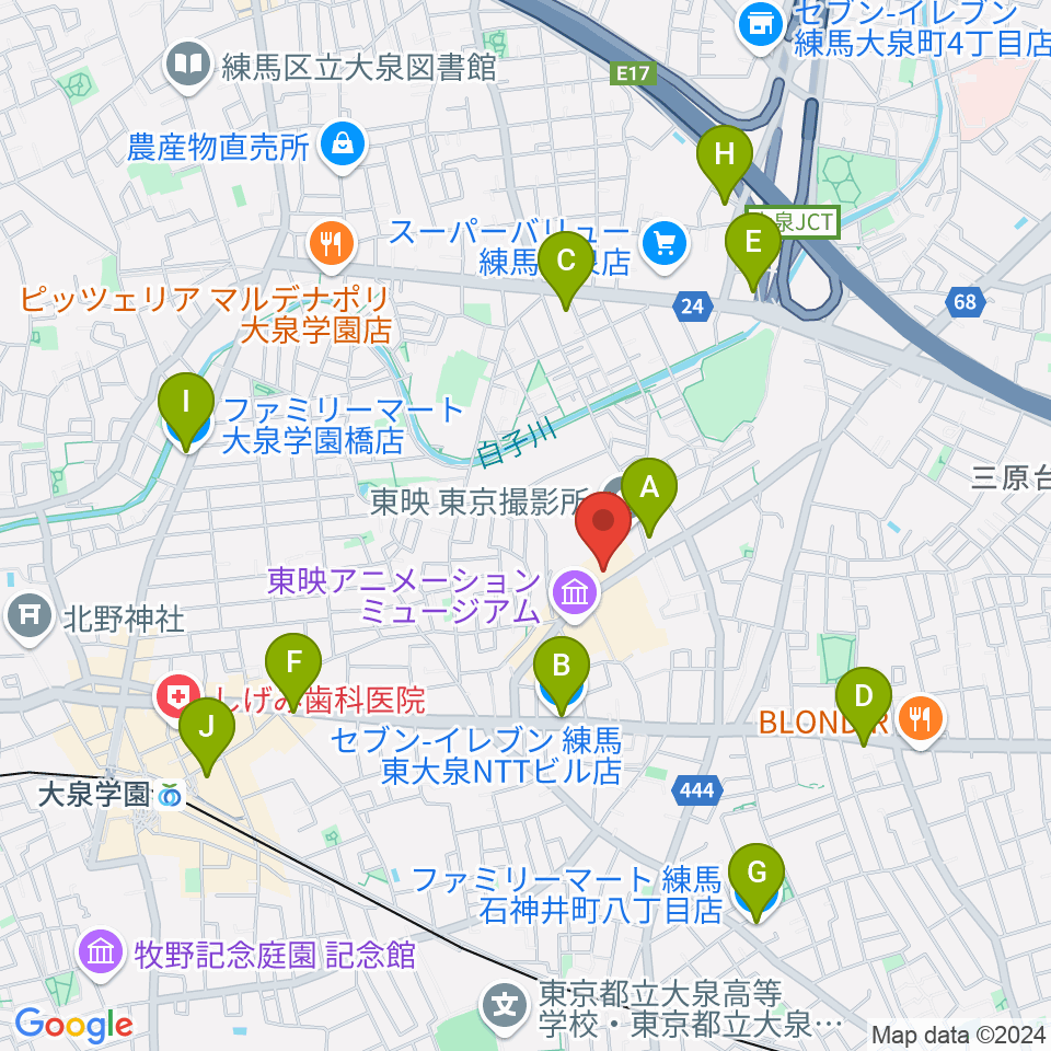 T・ジョイSEIBU大泉周辺のコンビニエンスストア一覧地図