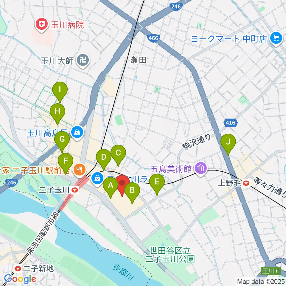 109シネマズ二子玉川周辺のコンビニエンスストア一覧地図