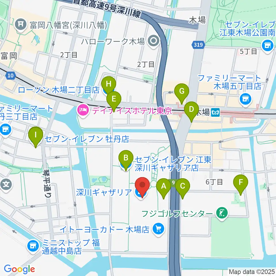 109シネマズ木場周辺のコンビニエンスストア一覧地図