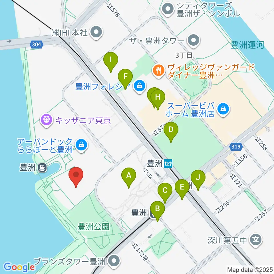 ユナイテッド・シネマ豊洲周辺のコンビニエンスストア一覧地図