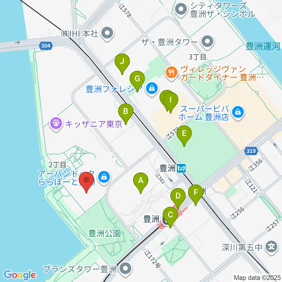 ユナイテッド・シネマ豊洲周辺のコンビニエンスストア一覧地図