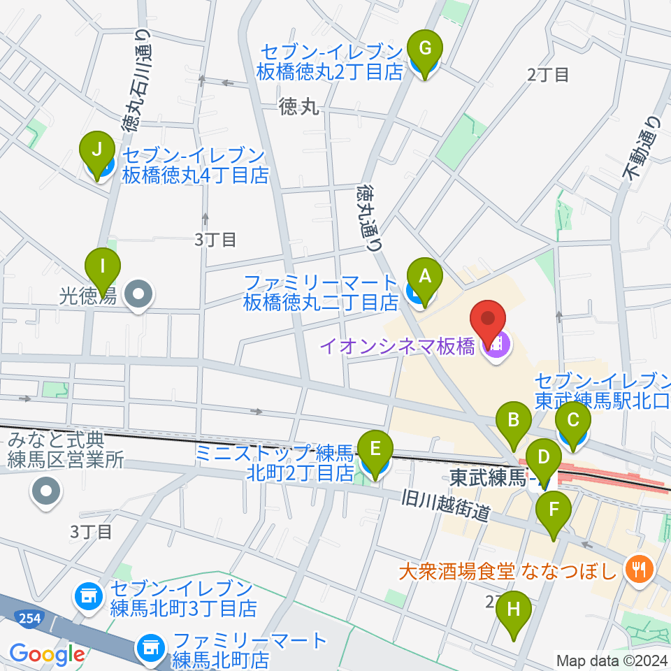 イオンシネマ板橋周辺のコンビニエンスストア一覧地図