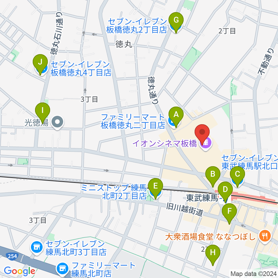 イオンシネマ板橋周辺のコンビニエンスストア一覧地図