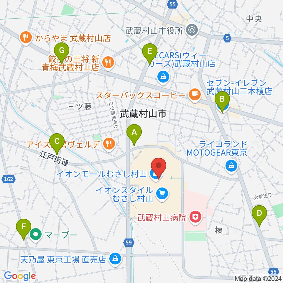 イオンシネマむさし村山周辺のコンビニエンスストア一覧地図