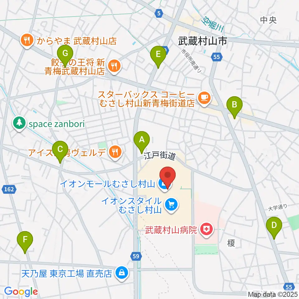 イオンシネマむさし村山周辺のコンビニエンスストア一覧地図