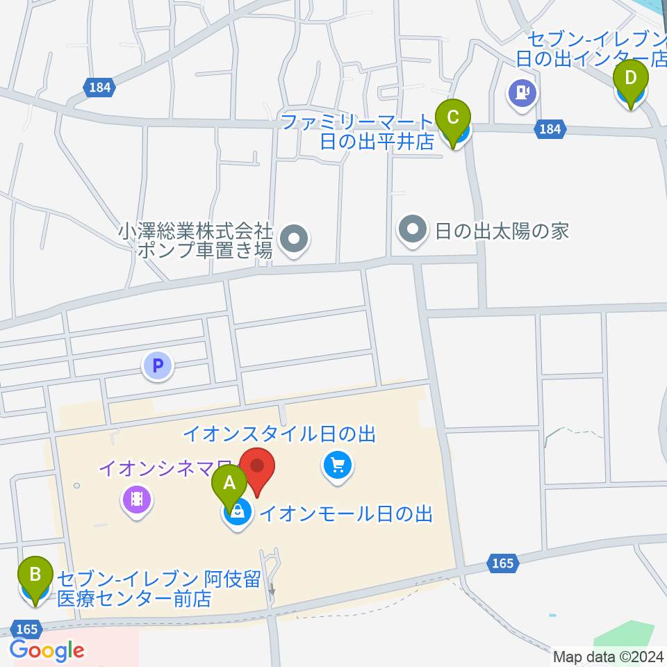 イオンシネマ日の出周辺のコンビニエンスストア一覧地図