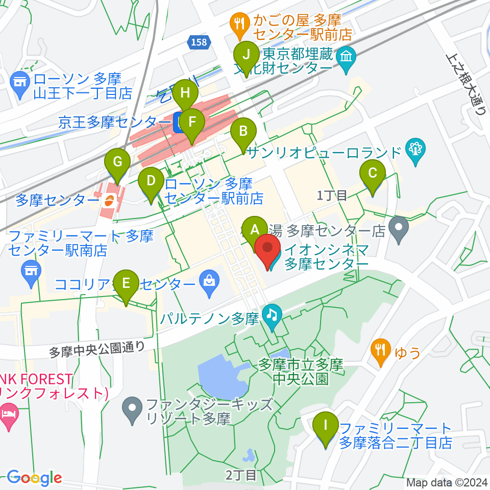 イオンシネマ多摩センター周辺のコンビニエンスストア一覧地図