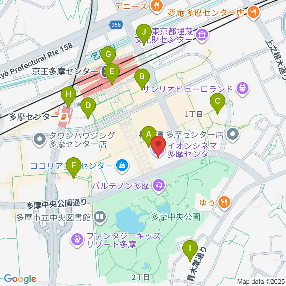 イオンシネマ多摩センター周辺のコンビニエンスストア一覧地図