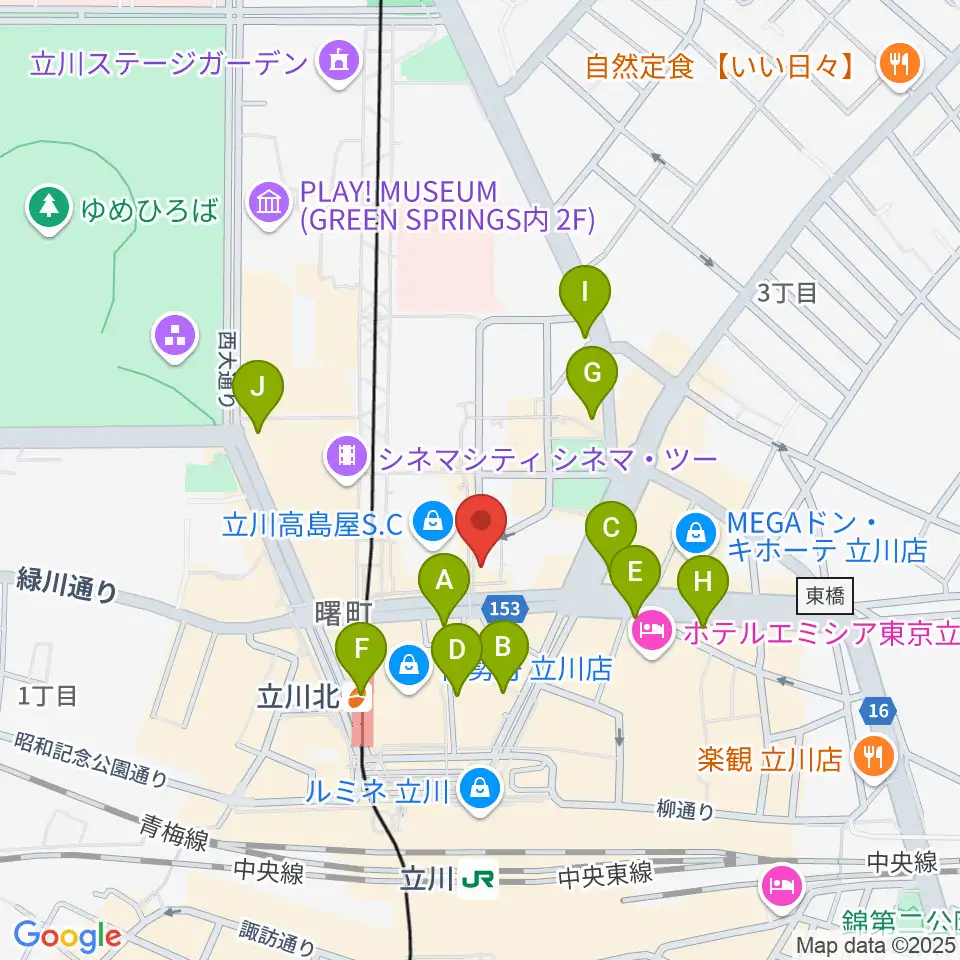 立川シネマシティ シネマ・ワン周辺のコンビニエンスストア一覧地図
